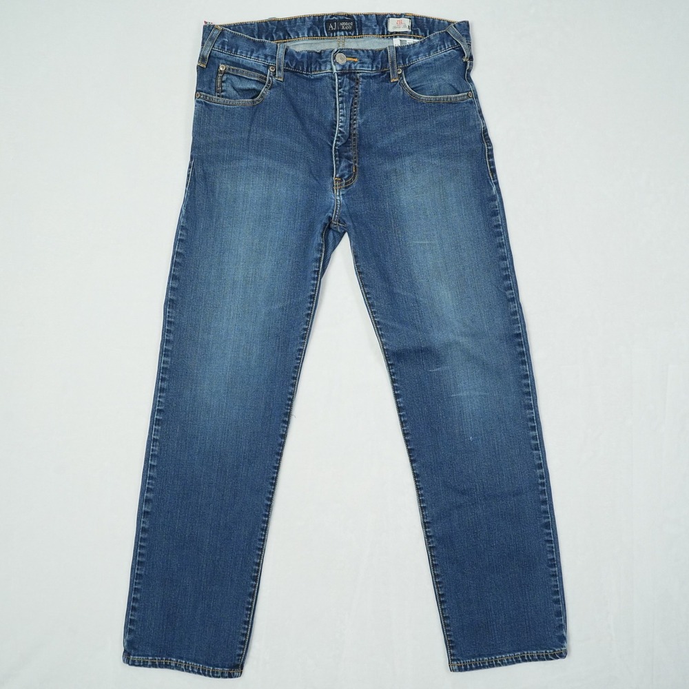 Armani Jeans Mens J11 Regular Fit Straight Leg Blue Denim Jeans 34x34 (34x29)